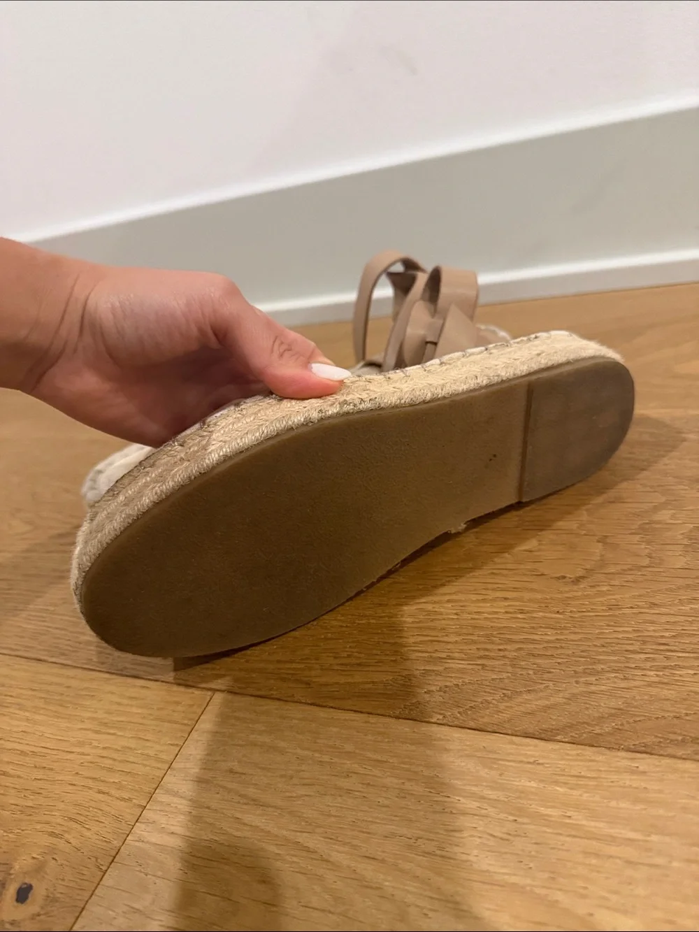 Women’s Nude Espadrille Platform Sandals with Ankle Strap